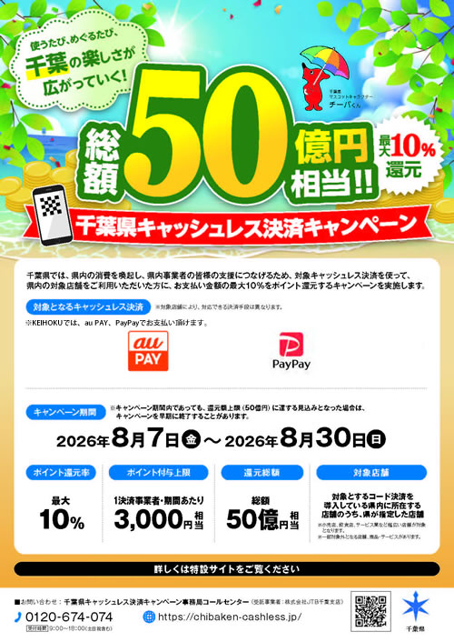 千葉県キャッシュレスキャンペーン実施中